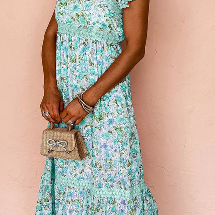 Lace Detail Square Neck Floral Dress - Image 5