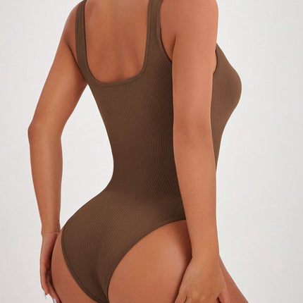Scoop Neck Wide Strap Active Bodysuit - Image 2