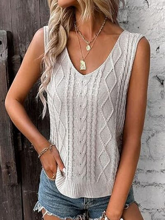 Cable-Knit V-Neck Sweater Vest - Image 6