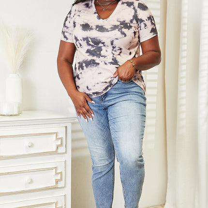 Double Take Tie-Dye V-Neck T-Shirt - Image 8