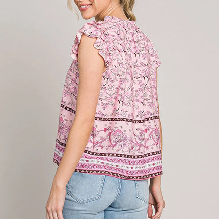 Cotton Bleu by Nu Lab Print Ruffle Sleeve Detail Blouse - Image 2