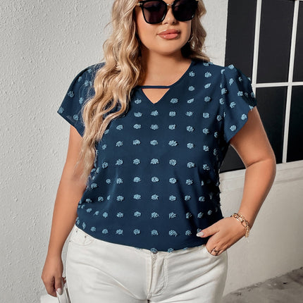 Honey Plus Size Swiss Dot V-Neck Flutter Sleeve Tee - Image 4