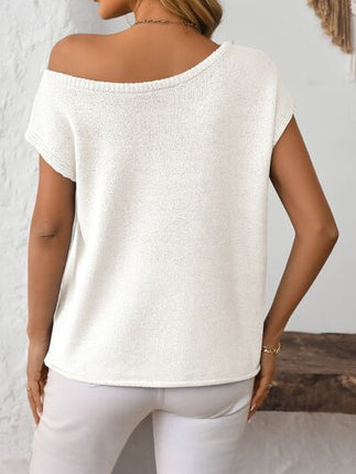Mandy Boat Neck Short Sleeve Knit Top - Image 3