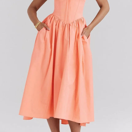 Ruched V-Neck Sleeveless Dress with Pockets - Image 18