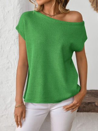 Mandy Boat Neck Short Sleeve Knit Top - Image 14