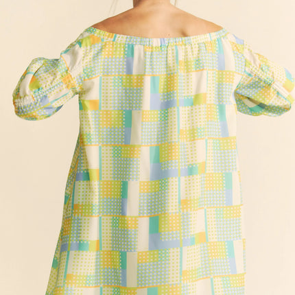 Davi & Dani Printed Off Shoulder Drawstring Sleeve Mini Dress - Image 12