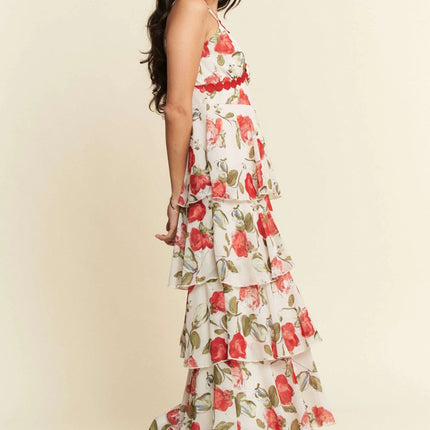 Davi & Dani Contrast Ring Lace Layered Ruffle Maxi Cami Dress - Image 5