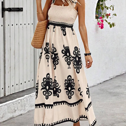 Smocked Printed Wide Strap Maxi Dress - Image 6