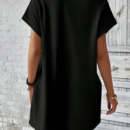 Round Neck Short Sleeve Mini Dress - Image 2