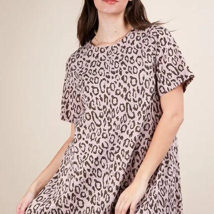 VERY J Leopard Printed Comfy Mini Dress - Image 3
