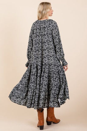 Mittoshop Printed Tie Neck Flounce Sleeve Midi Dress - Image 6