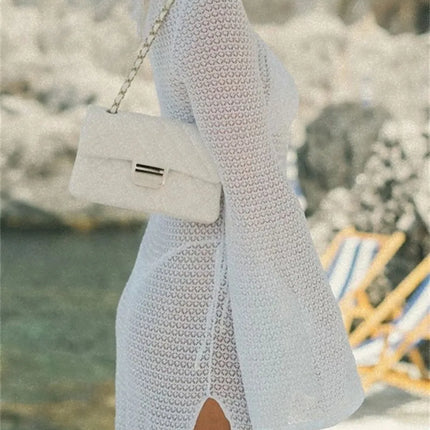 Slit Plunge Flare Sleeve Cover-Up Dress - Image 5