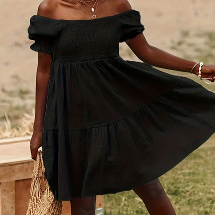 Full Size Ruffled Off-Shoulder Short Sleeve Dress - Image 30