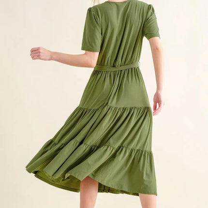 And The Why Soft Short Sleeve Tiered Midi Dress - Image 2