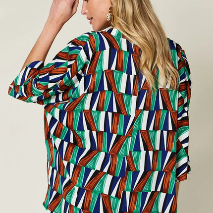 Double Take Full Size Geometric Notched Dolman Sleeve Top - Image 16