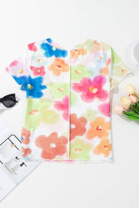 Printed Round Neck Short Sleeve Blouse - Image 11