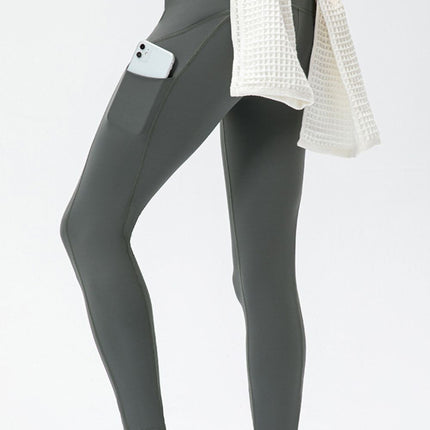 Full Size Slim Fit High Waist Long Sports Pants with Pockets - Image 7