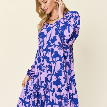 Double Take Full Size Printed Ruffle Hem Dress with Pocket - Image 14