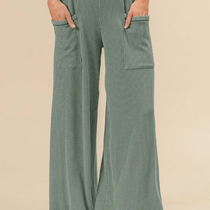BiBi 2tone Cord Rib Waist Band Side Pocket Pants - Image 1