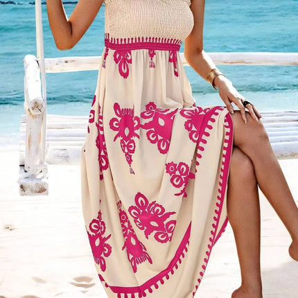 Smocked Printed Wide Strap Maxi Dress - Image 26