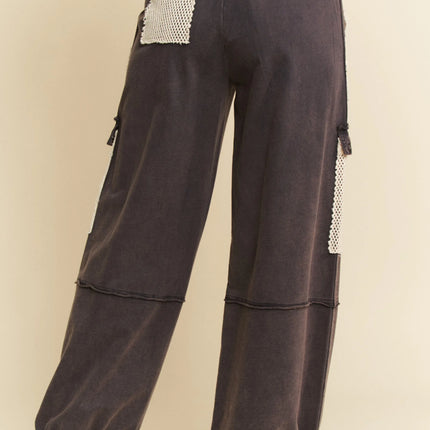 Davi & Dani Lace Patchwork Bottom Opening Adjustable Pants - Image 6