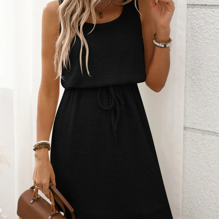Waffle-Knit Drawstring Mini Tank Dress - Image 7