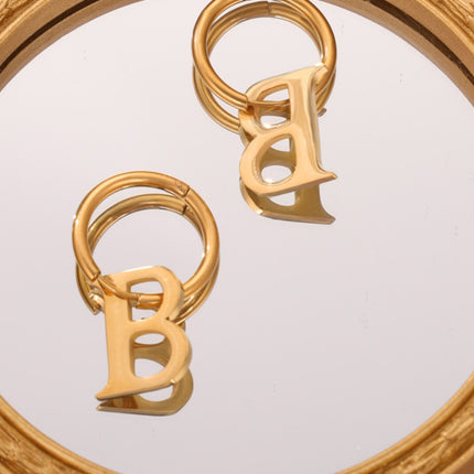 Titanium Steel Letter Hoop Earrings - Image 4