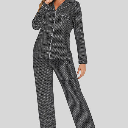 Collared Neck Loungewear Set with Pocket - Image 4