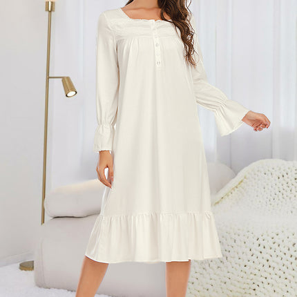 Flounce Sleeve Ruffle Hem Night Dress - Image 1