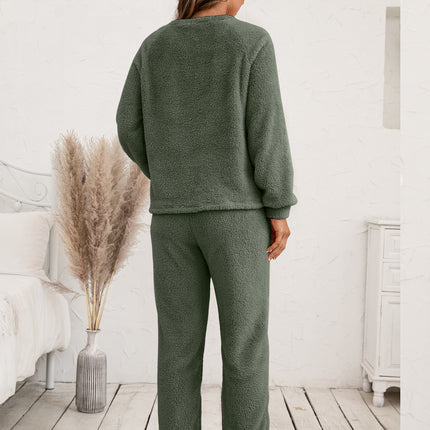 Ivy Lane Teddy Long Sleeve Top and Pants Lounge Set - Image 15
