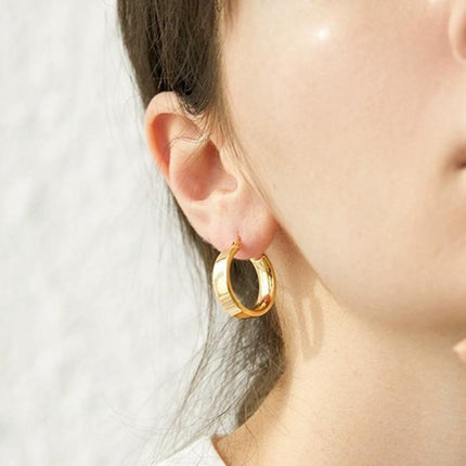 Gold-Plated Brass Huggie Earrings - Image 3