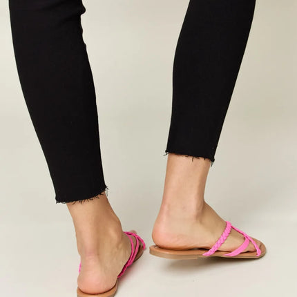 WILD DIVA Crisscross PU Leather Open Toe Sandals - Image 4