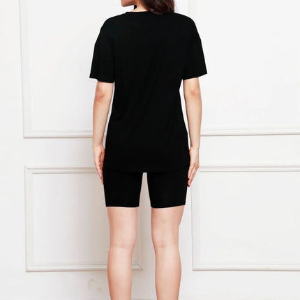 Round Neck Short Sleeve T-Shirt and Shorts Set - Image 3