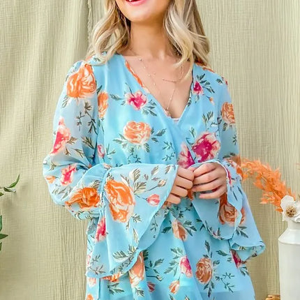 And The Why Floral Print Draw String Bell Sleeve Top - Image 6