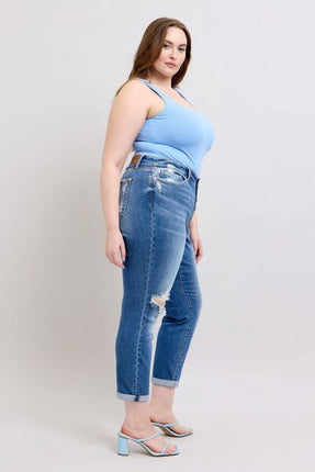 Judy Blue Full Size Button Fly Distressed Jeans with Pockets Plus Size - Image 10