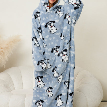 Fuzzy Pocketed Long Sleeve Hooded Lounge Dress - Image 19