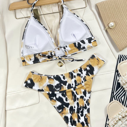 Animal Print Halter Neck Bikini Set - Image 4