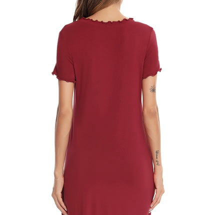 Round Neck Short Sleeve Lounge Dress - Image 2