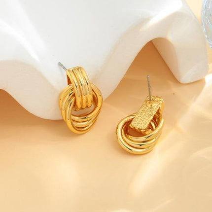 Gold-Plated Knotted Stud Earrings - Image 1