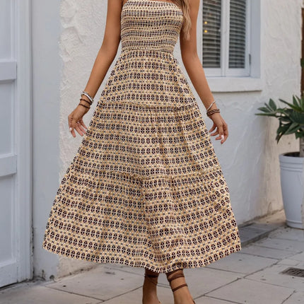 Printed Tiered Wide Strap Midi Dress - Image 5
