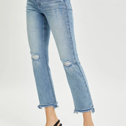 RISEN Full Size High Rise Distressed Cropped Straight Jeans - Image 4
