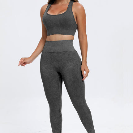 3 Piece Washed Square Neck Wide Strap Active Set - Image 18