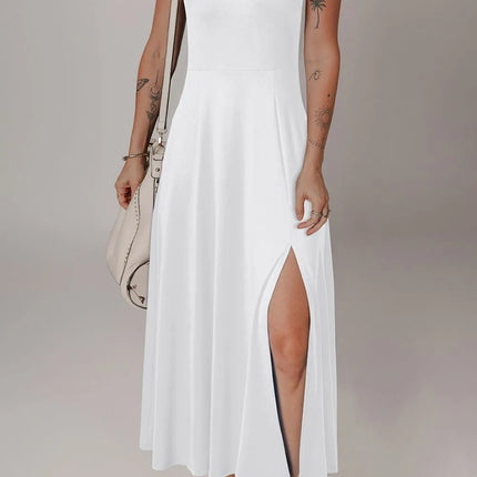 Side Slit Scoop Neck Wide Strap Dress - Image 20