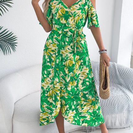 Printed Cold Shoulder Midi Cami Dress - Image 13