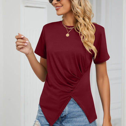 Ruched Hem Detail Crewneck T-Shirt - Image 5