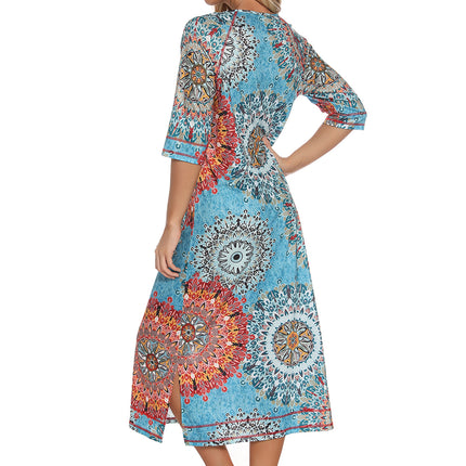 Printed Slit Night Dress with Pockets - Image 8
