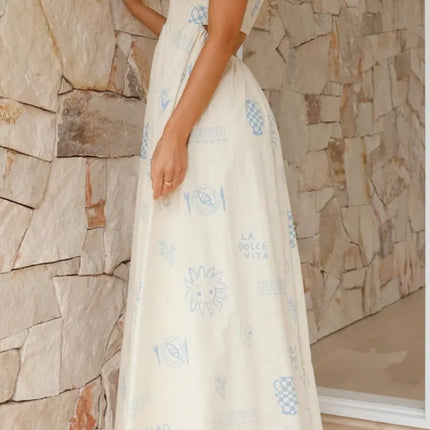 Cutout Back Printed Square Neck Maxi Cami Dress - Image 22