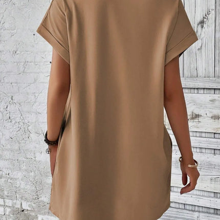 Round Neck Short Sleeve Mini Dress - Image 9