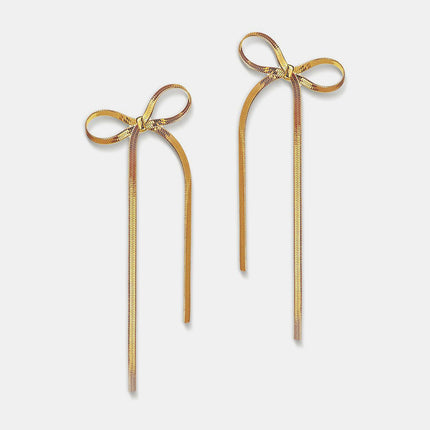 Stainless Steel Bow Bar Earrings - Image 4
