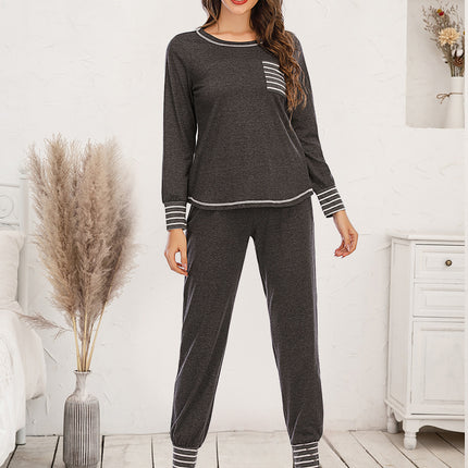 Round Neck Top and Pants Lounge Set - Image 1
